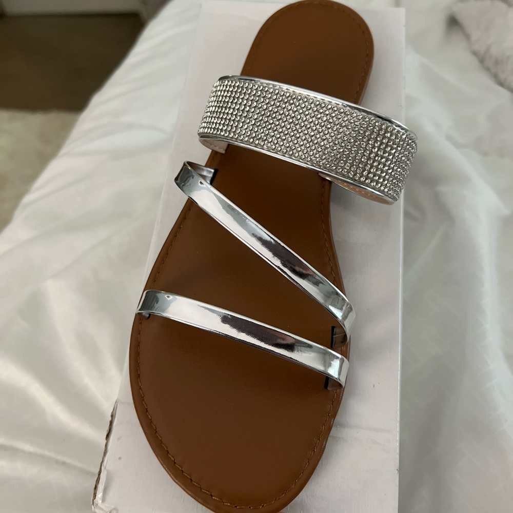 SHEIN metallic rhinestone sandals
